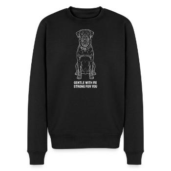 Gentle Rottweiler Lineart Design - Männer Premium Bio Pullover - Schwarz - Vorne - Nico (187cm)