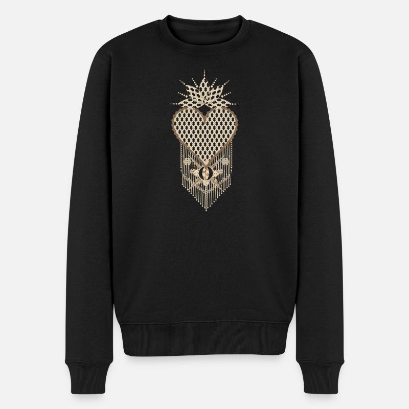 Macramé heart with filigree knot patterns - Men's Premium Organic Jumper - black