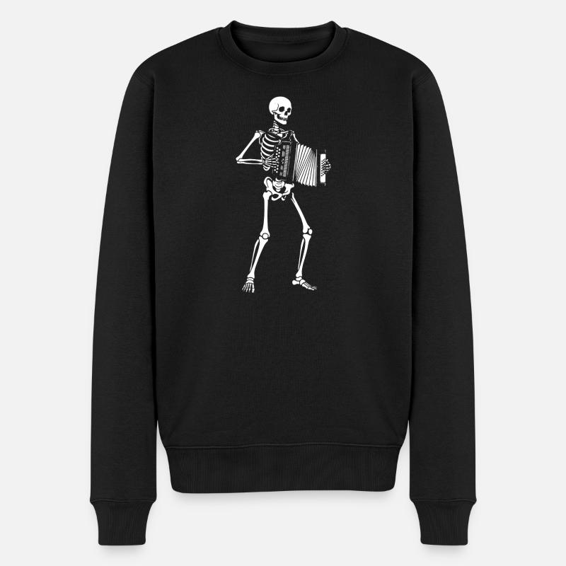 Skeleton spielt Akkordeon-Serenade - Männer Premium Bio Pullover - Schwarz