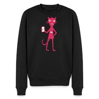 Kleine Monster: Punk-Katzen-Neon-Attitüde - Männer Premium Bio Pullover - Schwarz - Vorne - Nico (187cm)