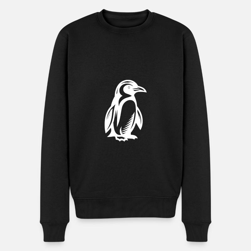 Niedlicher Frackträger Pinguin Tattoo Style - Männer Premium Bio Pullover - Schwarz