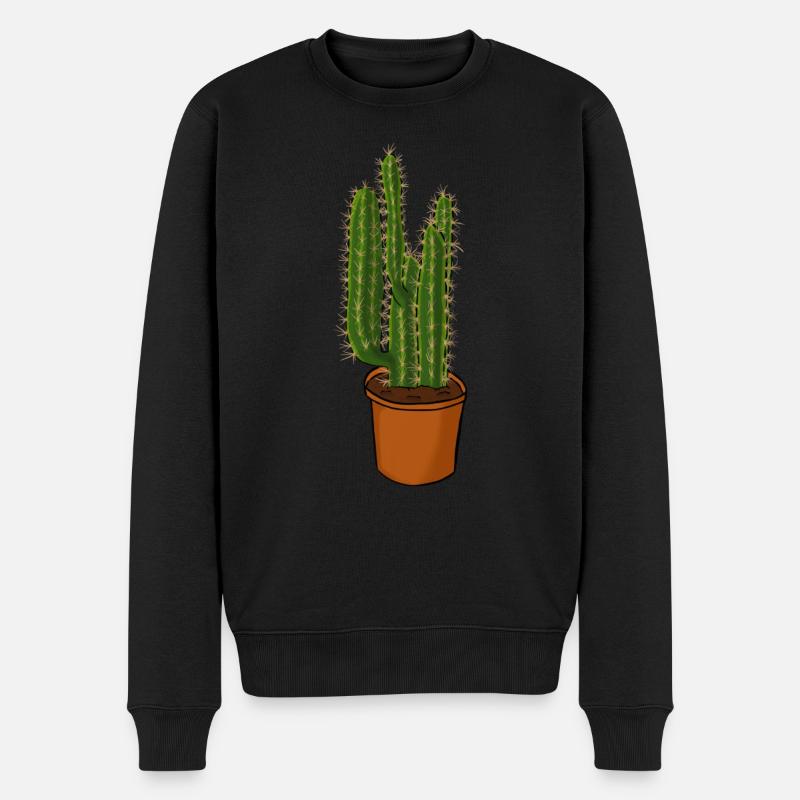 Kaktus - Männer Premium Bio Pullover - Schwarz