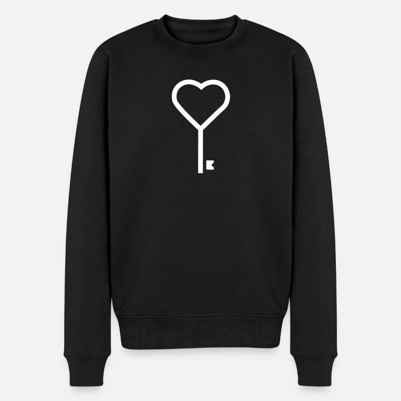 Schlüsselherzen - Männer Premium Bio Pullover - Schwarz
