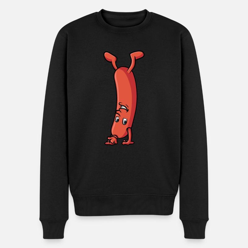 Wurst die einen Handstand macht - Männer Premium Bio Pullover - Schwarz