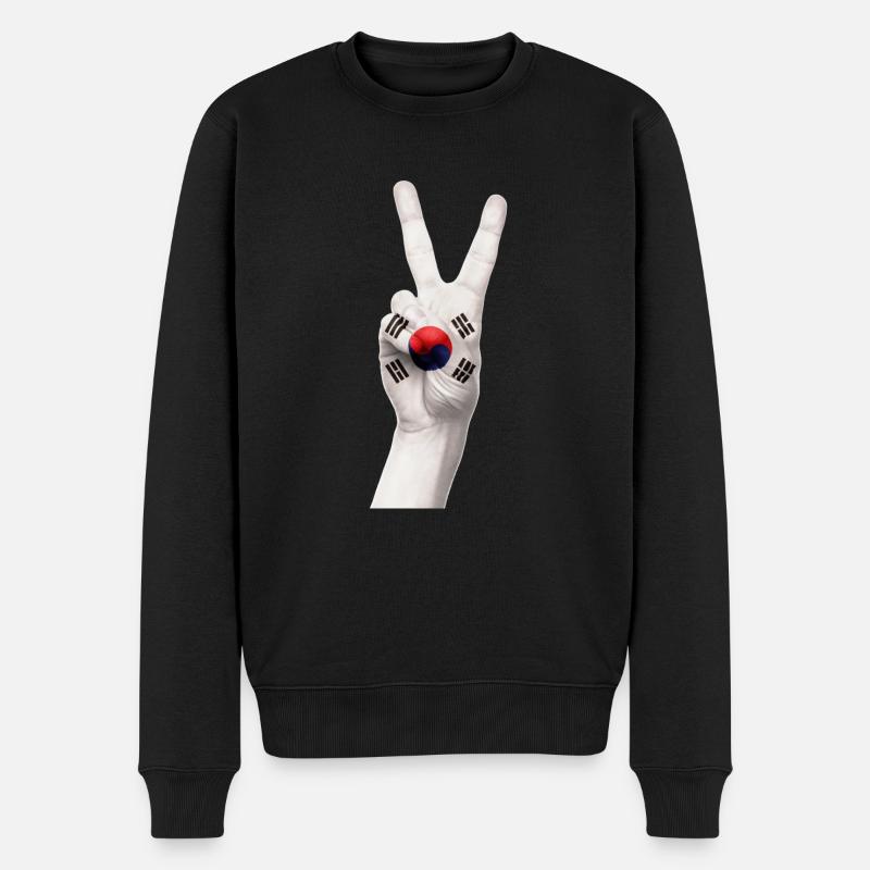 KOREA. NORDKOREA SÜDKOREA FRIEDEN PEACE ZEICHEN - Männer Premium Bio Pullover - Schwarz