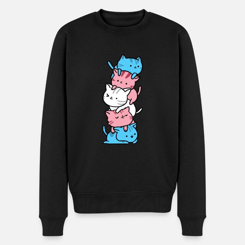 Katzen Trans Pride - Männer Premium Bio Pullover - Schwarz