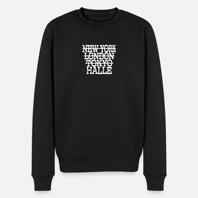 Halle Liebe - Geschenkidee für Haller Fan - Männer Premium Bio Pullover - Schwarz