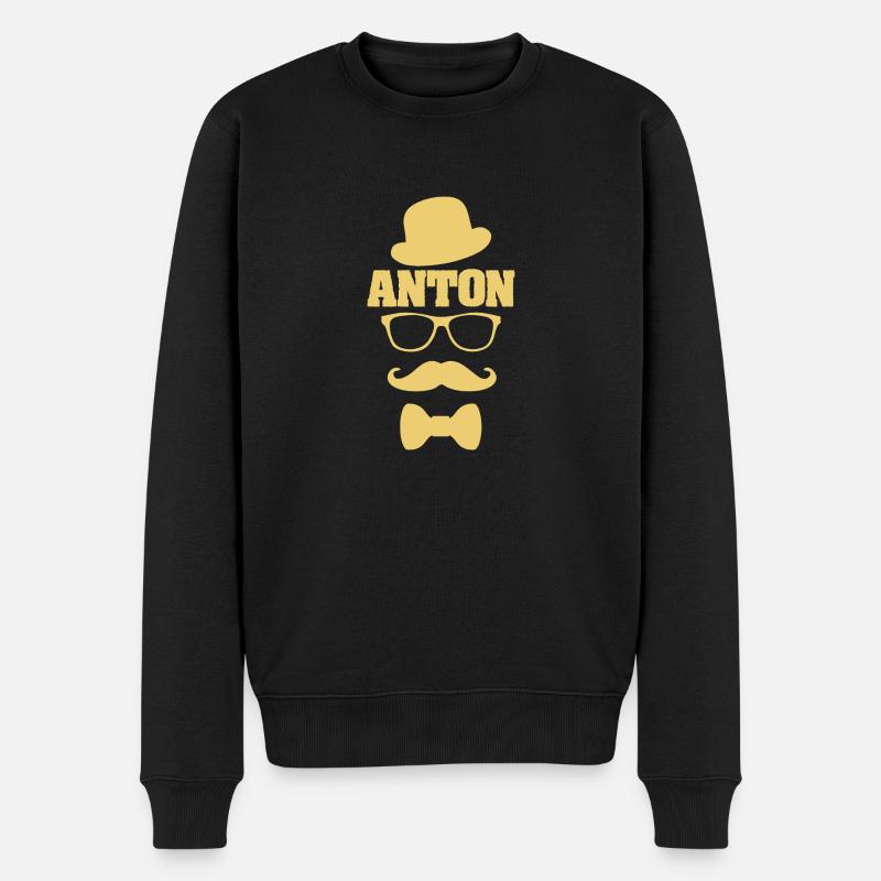 Vorname Anton - Männer Premium Bio Pullover - Schwarz