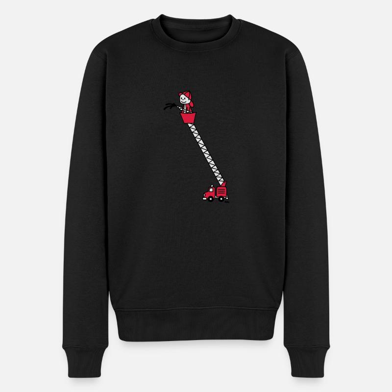 Feuerwehrmann mit Feuerwehrauto (c) - Pull Premium bio Homme - noir
