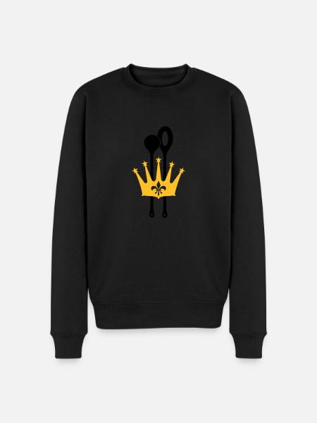 Kochlöffel Krone - Männer Premium Bio Pullover - Schwarz