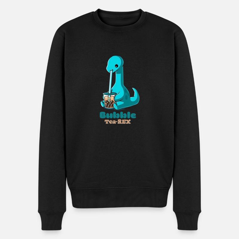 Bubble Tea-Rex - Männer Premium Bio Pullover - Schwarz