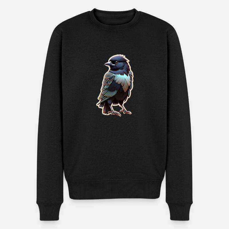 Schwarzer Rabe - Vogel - Männer Premium Bio Pullover - Schwarz