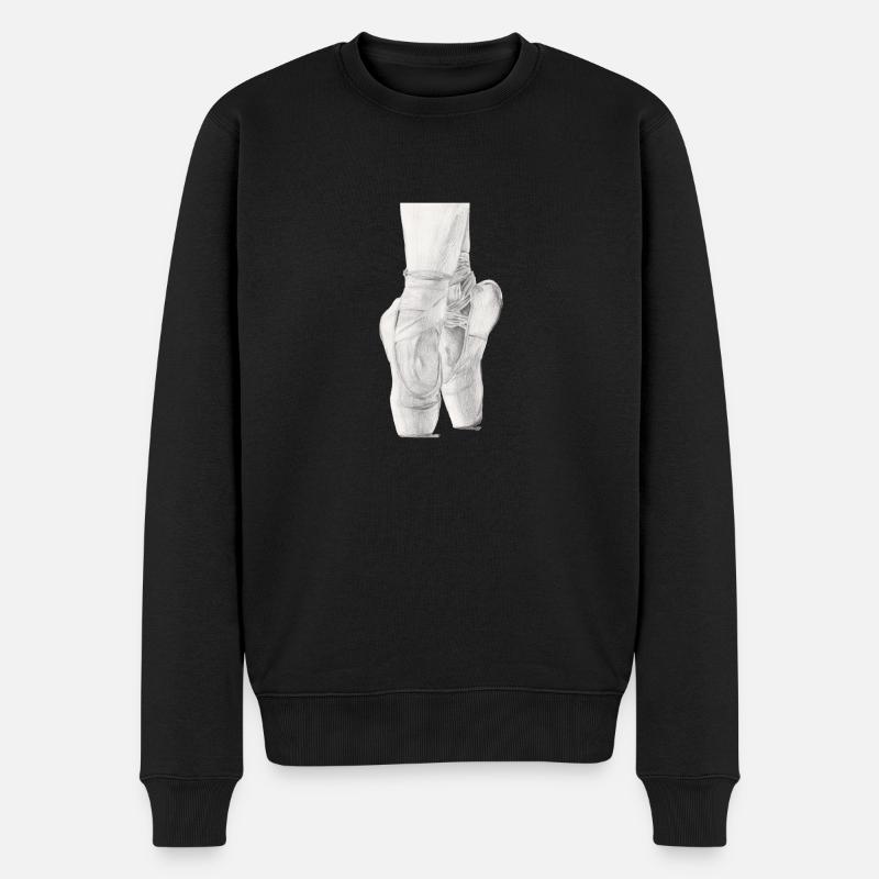 Schwarz-Weiß-Ballett-Spitzenschuhe Bleistiftzeichnung - Männer Premium Bio Pullover - Schwarz