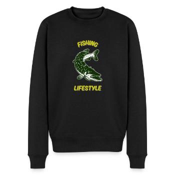 Lebensstil der Fischerei - Männer Premium Bio Pullover - Schwarz - Vorne - Nico (187cm)