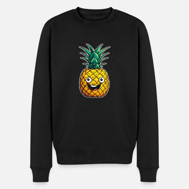 Ananas Glückliche Ananas - Männer Premium Bio Pullover - Schwarz