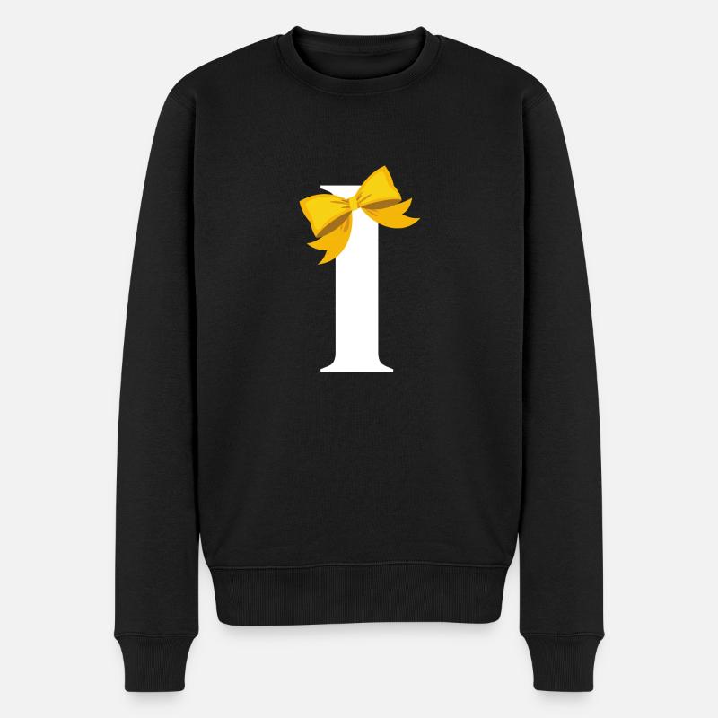 Lettre i nœud jaune - Pull Premium bio Homme - noir