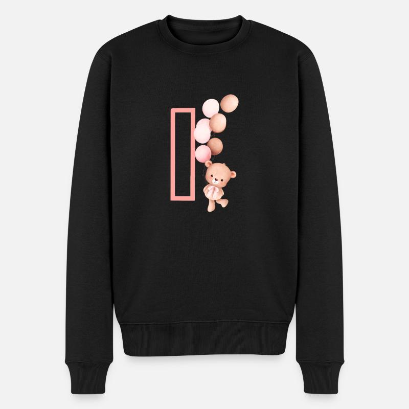 Lettre i rose ours - Pull Premium bio Homme - noir