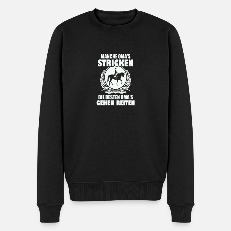 Oma reiten - Männer Premium Bio Pullover - Schwarz