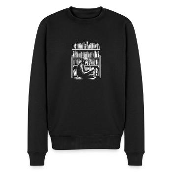 Immersed in a book - Men's Premium Organic Jumper - black - Front - Nico (187cm)