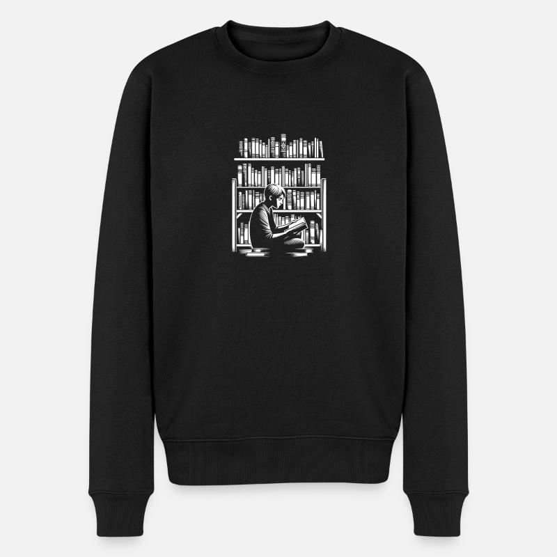 Immersed in a book - Men's Premium Organic Jumper - black