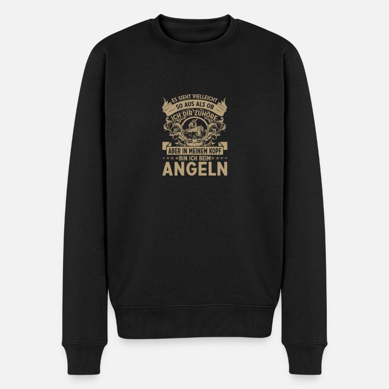 Angeln - Männer Premium Bio Pullover - Schwarz