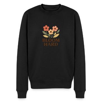 Bloom Hard – Flowery Without Brakes - Men's Premium Organic Jumper - black - Front - Nico (187cm)