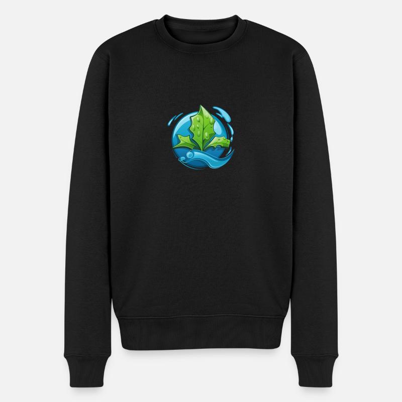Eco: Wasser & Blatt - Männer Premium Bio Pullover - Schwarz