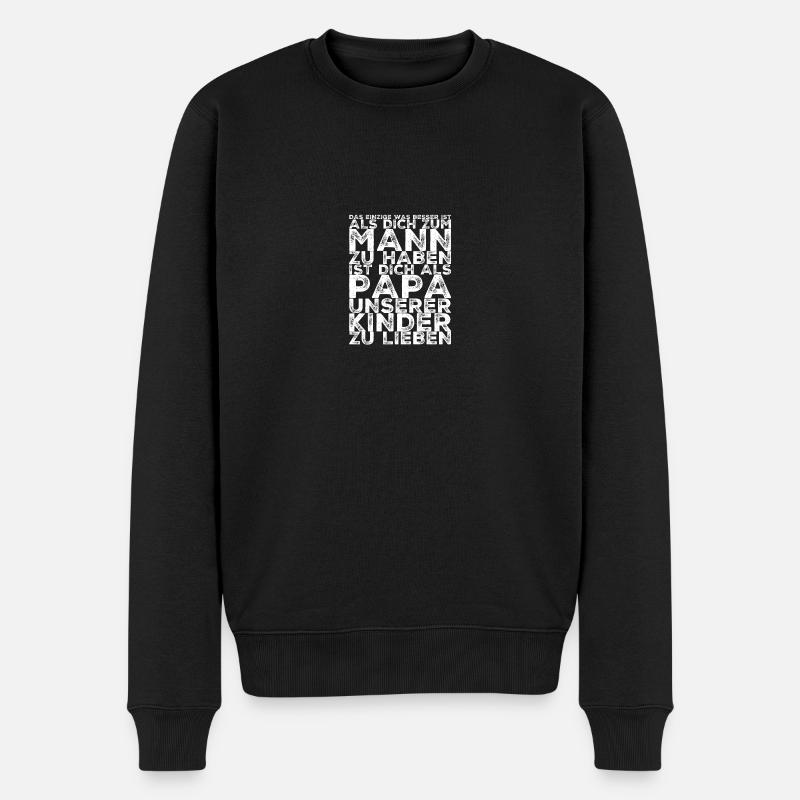 PAPA UNSERER KINDER - Männer Premium Bio Pullover - Schwarz