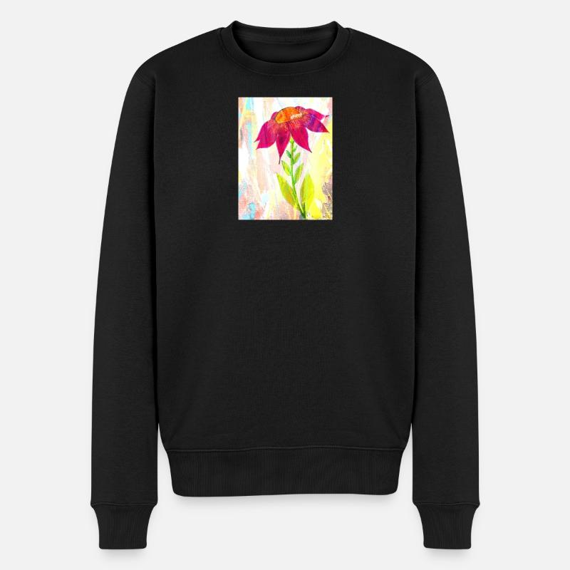 Eine Blume - Männer Premium Bio Pullover - Schwarz