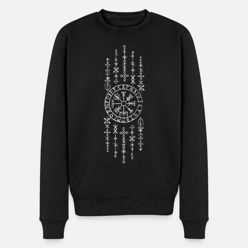 Viking Runen Keltischer Wikinger Kompass Vegvisir - Männer Premium Bio Pullover - Schwarz