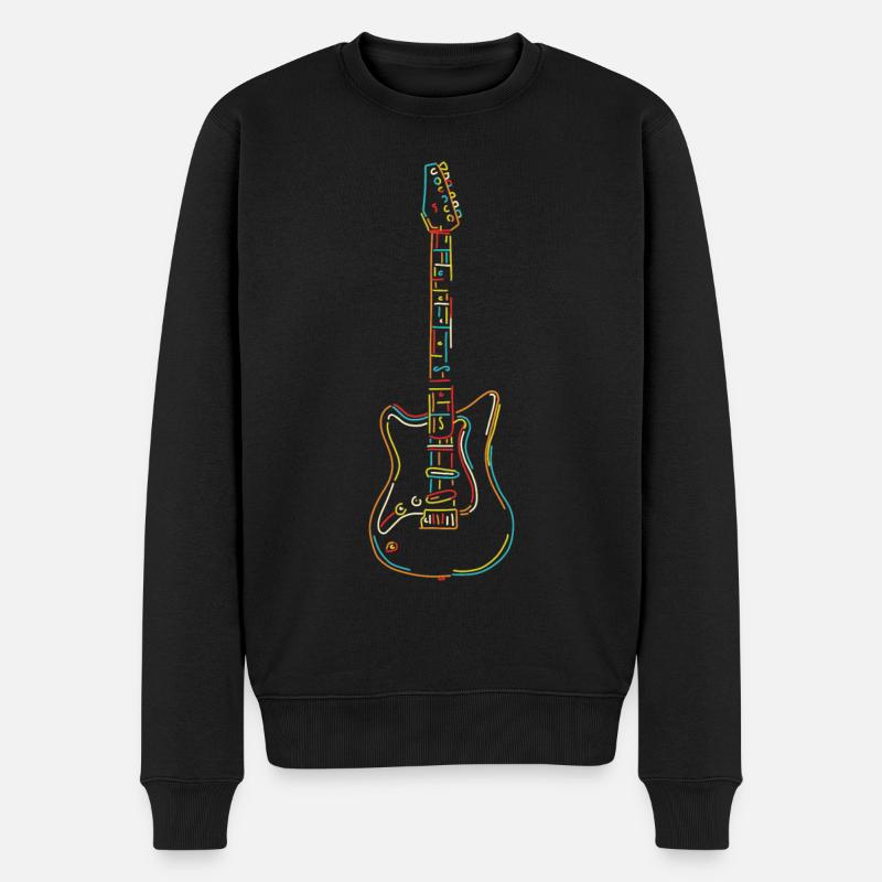 E-Gitarre Lineart Ilustration Gitarrist Geschenk - Männer Premium Bio Pullover - Schwarz