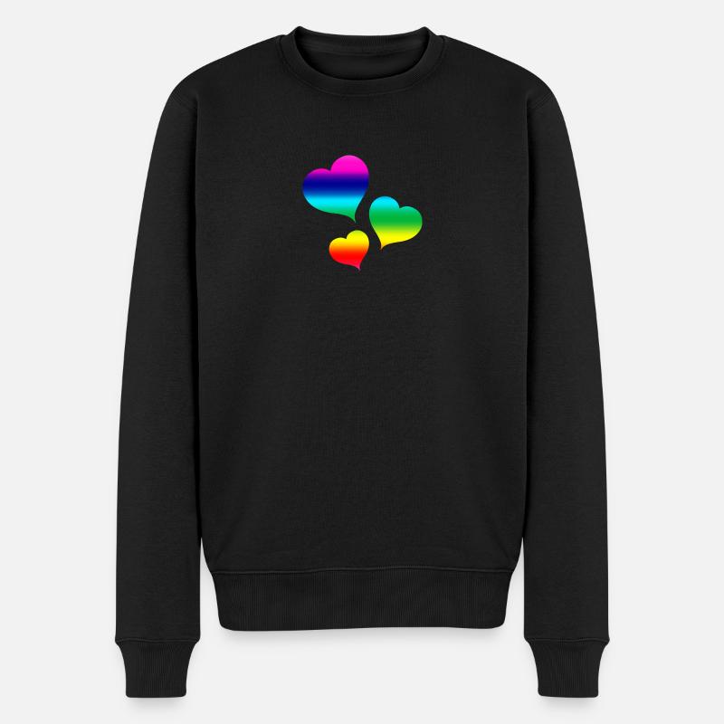 Bunte Herzen - Männer Premium Bio Pullover - Schwarz