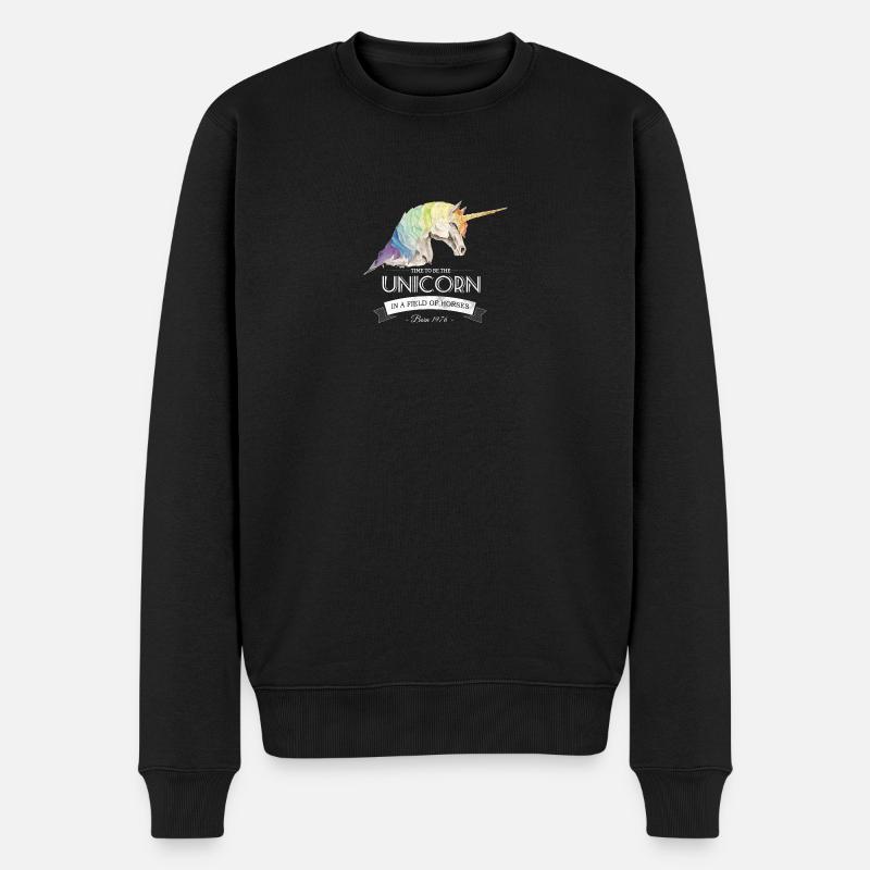 Einhorn Geburtstag 1976 Geboren - Männer Premium Bio Pullover - Schwarz
