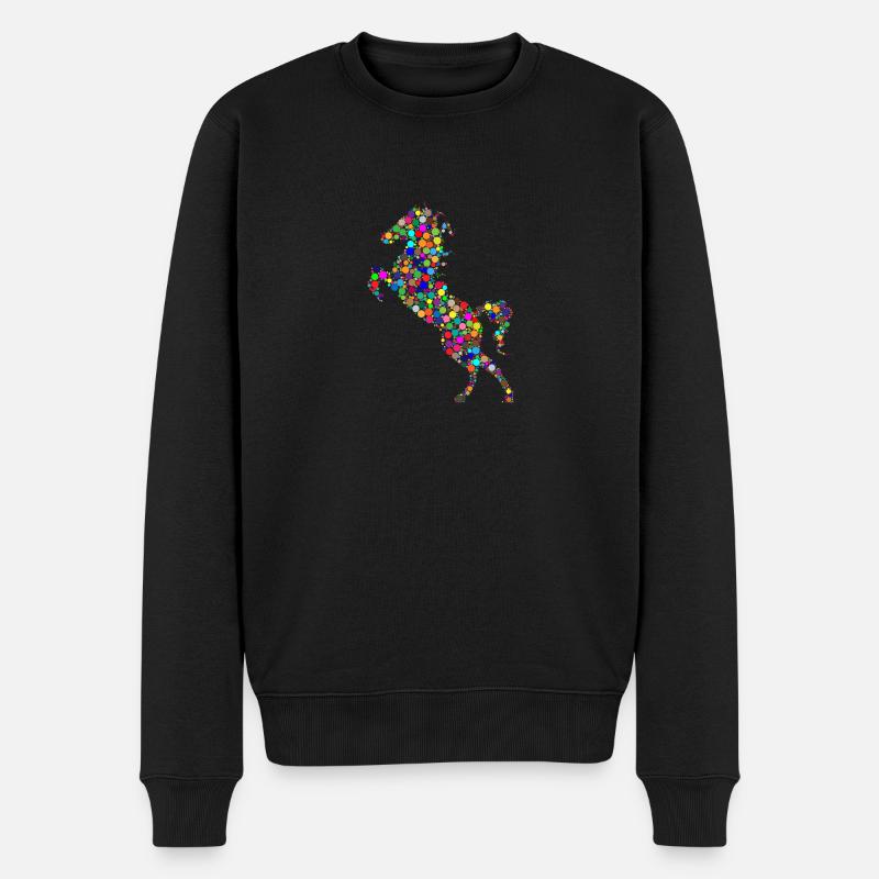 buntes springendes Pferd - Männer Premium Bio Pullover - Schwarz