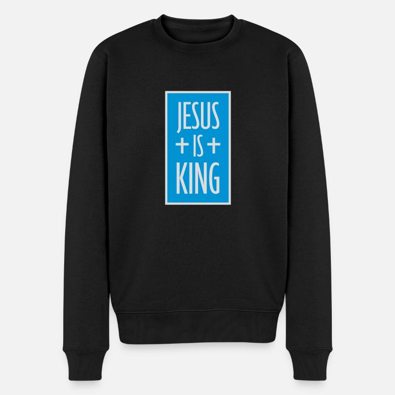 jesus is king Zitat - Männer Premium Bio Pullover - Schwarz