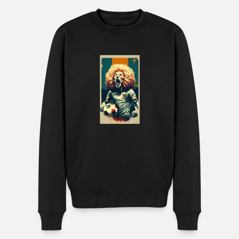 Löwe - Männer Premium Bio Pullover - Schwarz