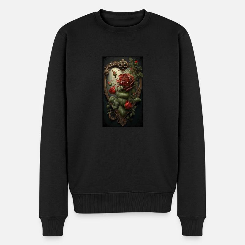 Herz - Männer Premium Bio Pullover - Schwarz