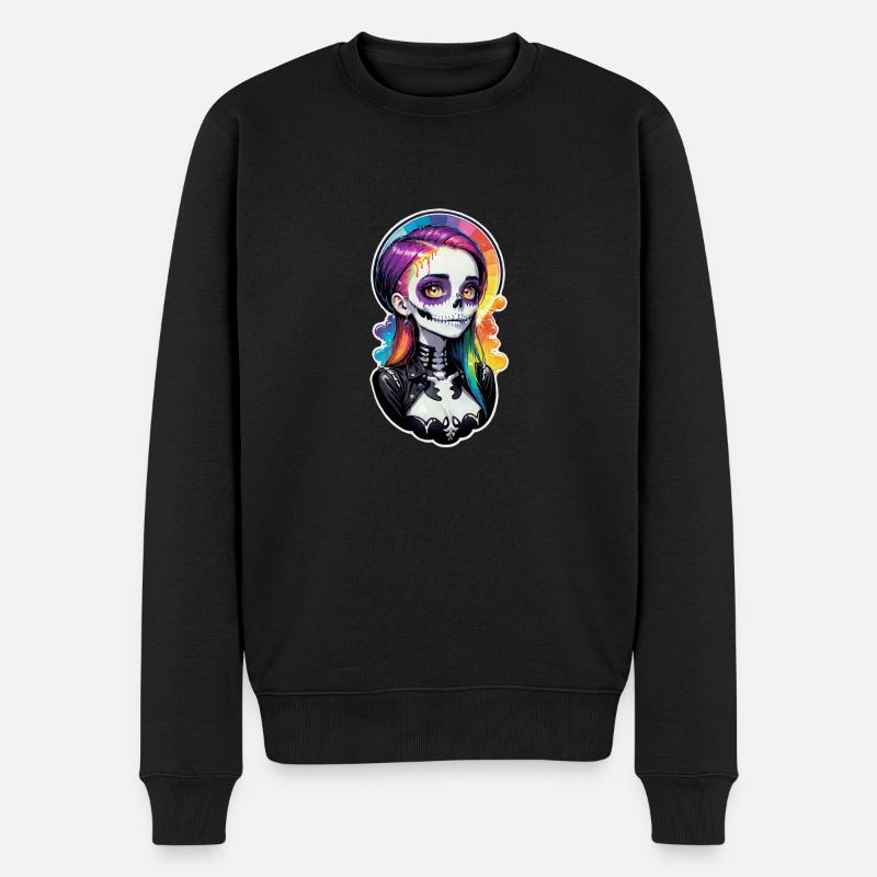 Halloween - Rock & Regenbogen - Männer Premium Bio Pullover - Schwarz