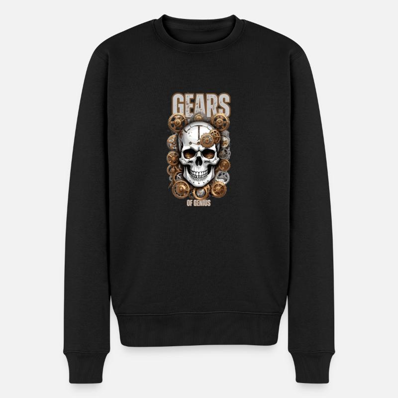 Engrenages Skull Genius - Pull Premium bio Homme - noir