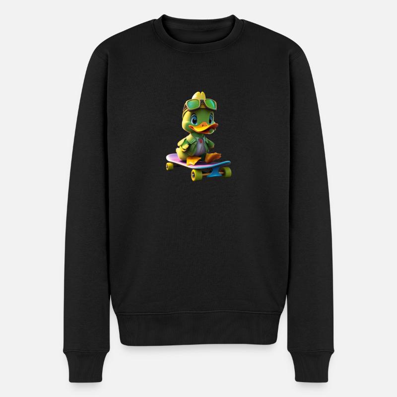Skating Duck 2 - Männer Premium Bio Pullover - Schwarz