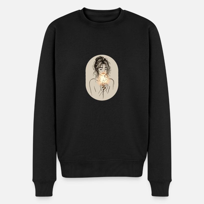 Femme à la bougie - Pull Premium bio Homme - noir