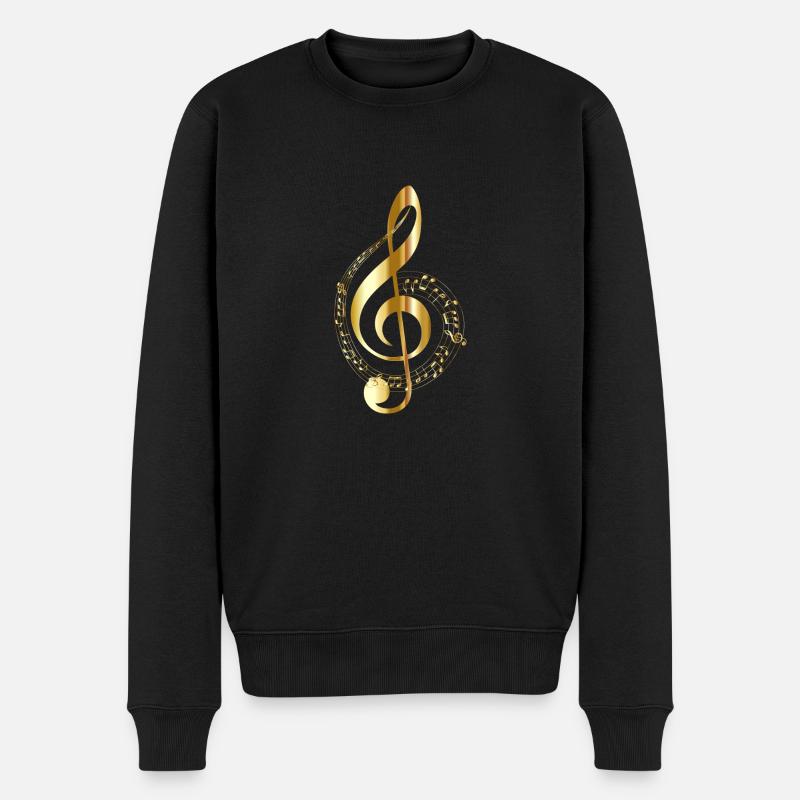 goldender Notenschlüssel - Männer Premium Bio Pullover - Schwarz