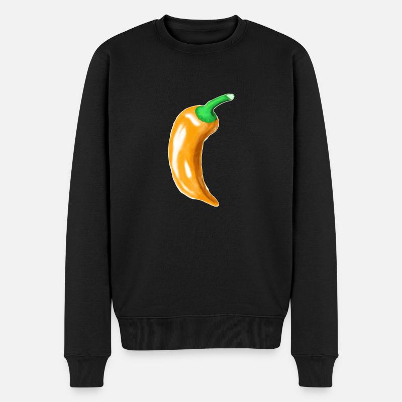 Die gelbe Chili ist nicht so scharf wie die rote - Männer Premium Bio Pullover - Schwarz