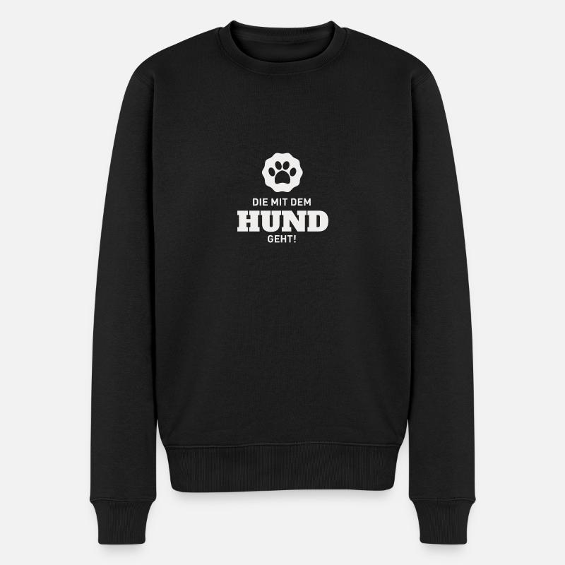 Die mit dem Hund geht - Männer Premium Bio Pullover - Schwarz