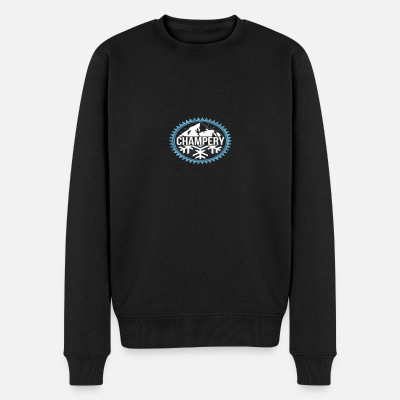Champery Winter Berge - Männer Premium Bio Pullover - Schwarz