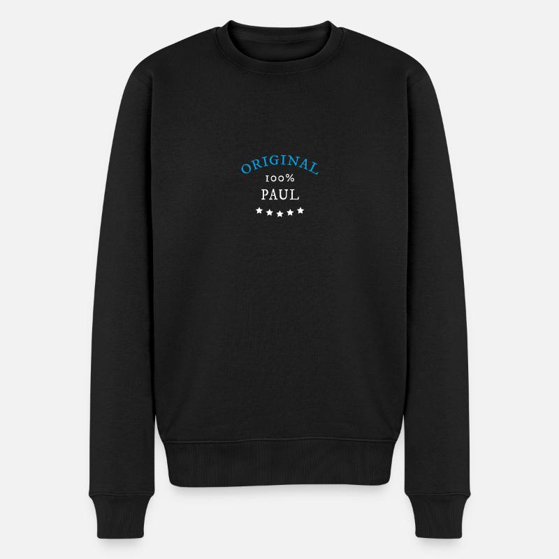 Original 100% Paul, Geschenk, Namen - Männer Premium Bio Pullover - Schwarz