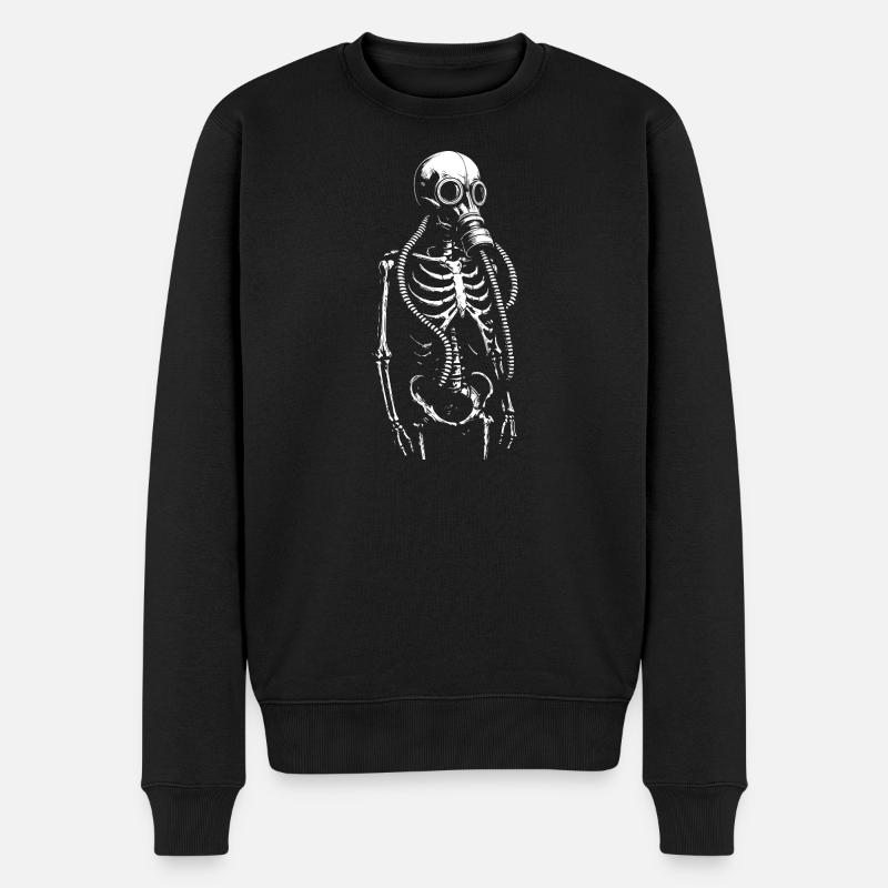 Retro-Skelett-Gasmasken-Illustration - Männer Premium Bio Pullover - Schwarz