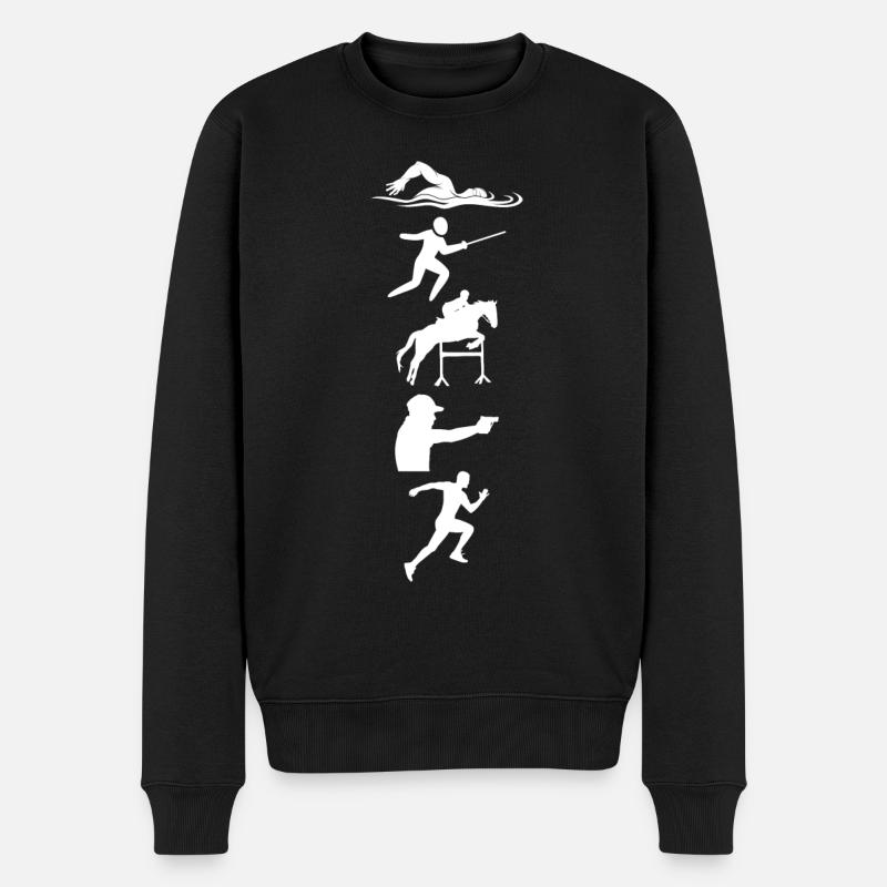 Pentathlon moderne - Escrime Natation Équitation - Pull Premium bio Homme - noir