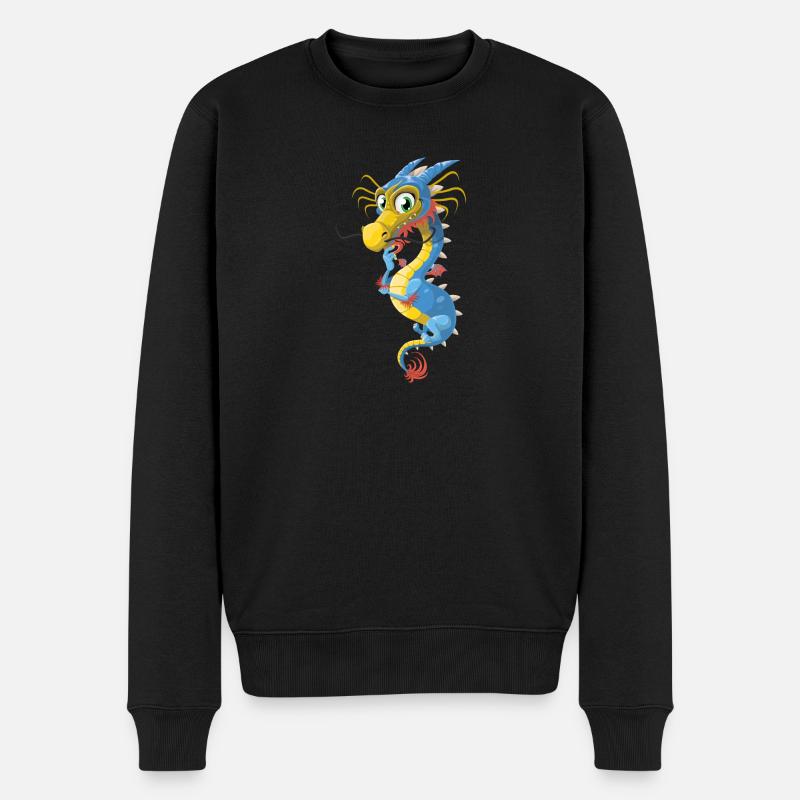 drache - Männer Premium Bio Pullover - Schwarz