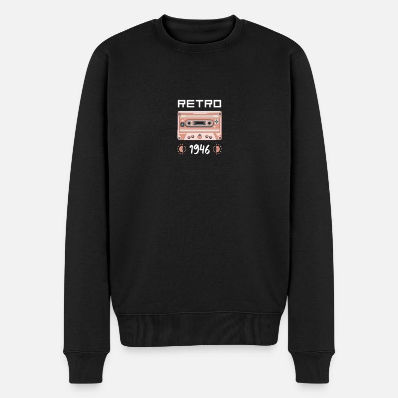 Retro Tonband Musik Nostalgie Vintage - Männer Premium Bio Pullover - Schwarz